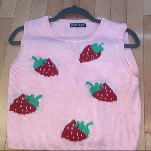 SHEIN strawberry knit sweater vest size SMALL